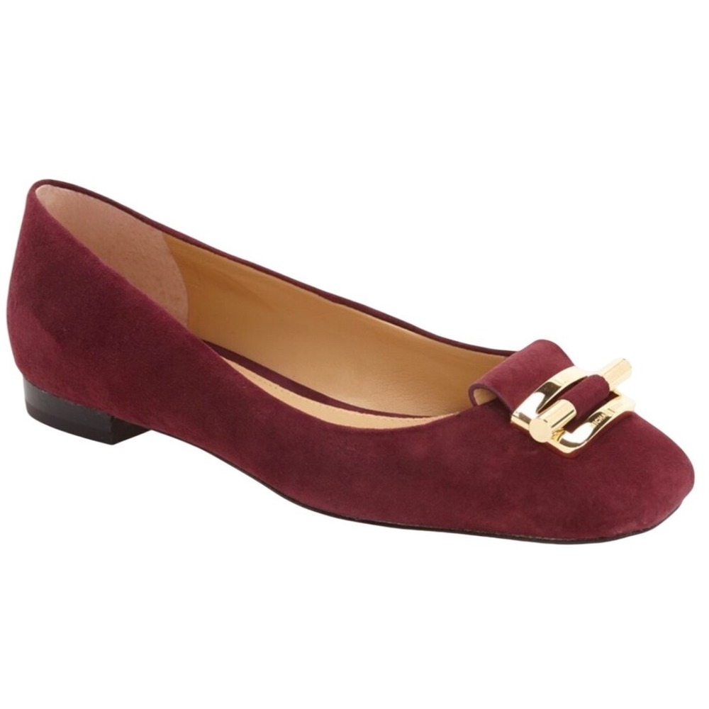 Michael Kors Vintage Y2K Gloria Plum Suede Buckle Flats Women's Size 8.5